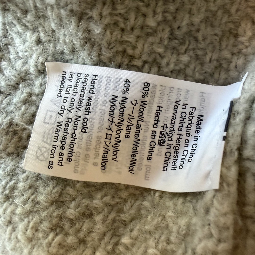 J. Crew Heather Grey Wool Blend Cableknit Tunic Sweater (M) Boatneck Cozy Cabin - Picture 5 of 7